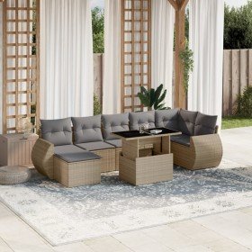 Set de sofás de jardín y cojines 8 piezas ratán sintético beige en Conjuntos de jardín | Comprar online en Foru.es