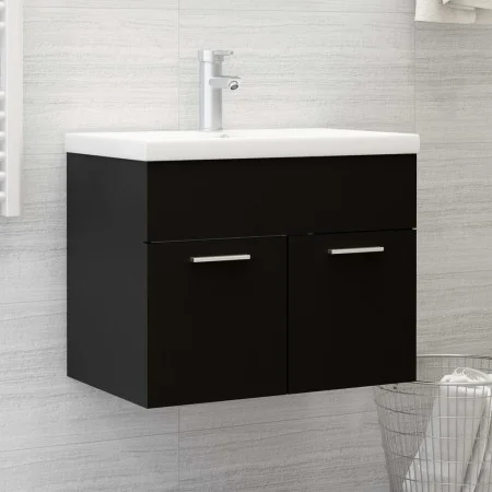 Mueble con lavabo madera de ingeniería negro de vidaXL, Tocadores de baño - Ref: Foro24-3070821, Precio: 140,01 €, Descuento: %
