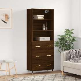 Aparador alto madera contrachapada marrón roble 69,5x34x180 cm de , Aparadores - Ref: Foro24-3189364, Precio: 166,69 €, Descu...