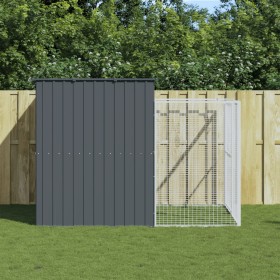 Caseta perros con corral acero galvanizado gris 214x253x181 cm de , Casetas para perros - Ref: Foro24-3189119, Precio: 430,48...