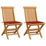 Sillas de jardín 2 unidades con cojines rojos madera de teca de , Sillas de jardín - Ref: Foro24-3062466, Precio: 147,12 €, D...