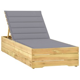Tumbona con cojín gris madera de pino impregnada de , Tumbonas - Ref: Foro24-3065910, Precio: 153,77 €, Descuento: %
