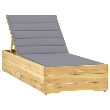 Tumbona con cojín gris madera de pino impregnada de , Tumbonas - Ref: Foro24-3065910, Precio: 153,77 €, Descuento: %