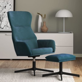 Sillón de relax con reposapiés terciopelo azul de , Sillones - Ref: Foro24-3097494, Precio: 139,57 €, Descuento: %