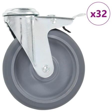 Ruedas giratorias con agujero pasador 32 unidades 125 mm de , Manipulación de materiales - Ref: Foro24-277880, Precio: 231,79...