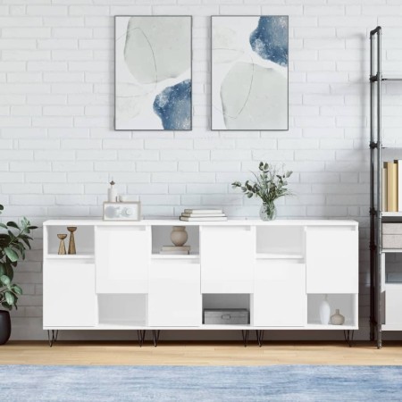 Aparadores 3 uds madera contrachapada blanco brillo de , Aparadores - Ref: Foro24-3190151, Precio: 182,40 €, Descuento: %