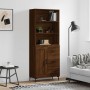 Aparador alto madera contrachapada marrón roble 69,5x34x180 cm de , Aparadores - Ref: Foro24-3190028, Precio: 153,21 €, Descu...
