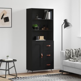 Aparador alto madera contrachapada negro 69,5x34x180 cm de , Aparadores - Ref: Foro24-3189990, Precio: 166,71 €, Descuento: %