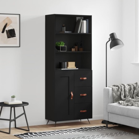 Aparador alto madera contrachapada negro 69,5x34x180 cm de , Aparadores - Ref: Foro24-3189990, Precio: 166,71 €, Descuento: %