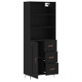 Aparador alto madera contrachapada negro 69,5x34x180 cm de , Aparadores - Ref: Foro24-3189990, Precio: 166,71 €, Descuento: %