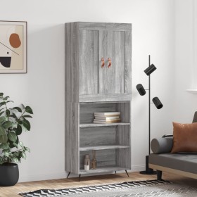 Aparador alto madera contrachapada gris sonoma 69,5x34x180 cm de , Aparadores - Ref: Foro24-3200047, Precio: 122,34 €, Descue...