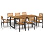 Juego de comedor de jardín 9 pzas madera maciza acacia y metal de , Conjuntos de jardín - Ref: Foro24-3155405, Precio: 951,86...