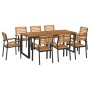 Juego de comedor de jardín 9 pzas madera maciza acacia y metal de , Conjuntos de jardín - Ref: Foro24-3155405, Precio: 951,86...
