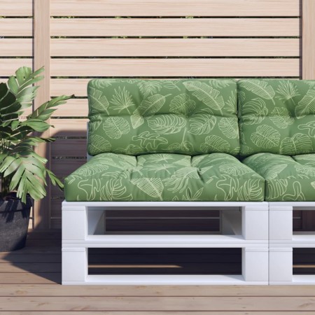 Cojín para palés tela estampado de hojas 80x40x12 cm de , Cojines para sillas y sofás - Ref: Foro24-360620, Precio: 29,11 €, ...