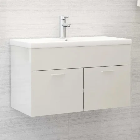 Mueble con lavabo madera de ingeniería blanco brillante de vidaXL, Tocadores de baño - Ref: Foro24-3070835, Precio: 183,63 €,...