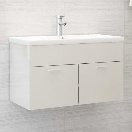 Mueble con lavabo madera de ingeniería blanco brillante de vidaXL, Tocadores de baño - Ref: Foro24-3070835, Precio: 188,26 €,...
