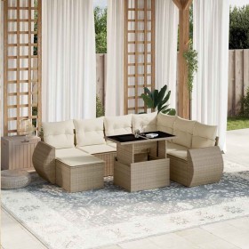 Set de sofás de jardín y cojines 8 piezas ratán sintético beige en Conjuntos de jardín | Comprar online en Foru.es