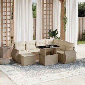 Set de sofás de jardín y cojines 8 piezas ratán sintético beige en Conjuntos de jardín | Comprar online en Foru.es