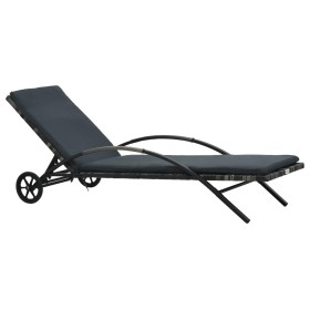 Tumbona con cojín y ruedas ratán sintético gris antracita de , Tumbonas - Ref: Foro24-47746, Precio: 161,22 €, Descuento: %