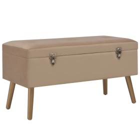 Banco con compartimento de terciopelo beige 80 cm de , Bancos para recibidores y almacenamiento - Ref: Foro24-329933, Precio:...