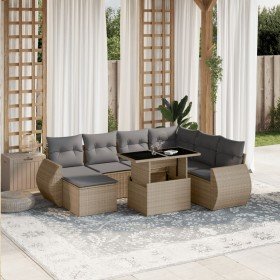 Set de sofás de jardín y cojines 8 piezas ratán sintético beige en Conjuntos de jardín | Comprar online en Foru.es