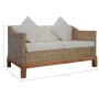 Sofá de 2 plazas con cojines ratán natural de , Sofás - Ref: Foro24-283076, Precio: 465,21 €, Descuento: %