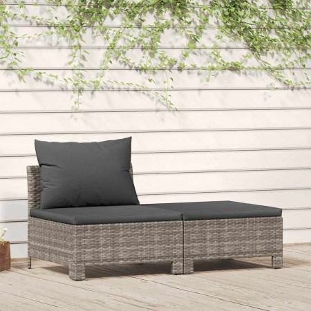 Set de muebles de jardín 2 pzas cojines ratán sintético gris de , Conjuntos de jardín - Ref: Foro24-362690, Precio: 177,52 €,...