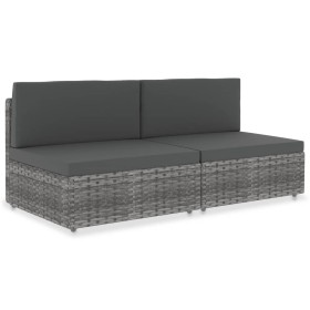 Sofá seccional de 2 plazas de ratán sintético gris de , Sofás modulares de exterior - Ref: Foro24-49523, Precio: 180,99 €, De...