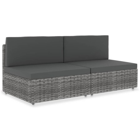 Sofá seccional de 2 plazas de ratán sintético gris de , Sofás modulares de exterior - Ref: Foro24-49523, Precio: 180,99 €, De...