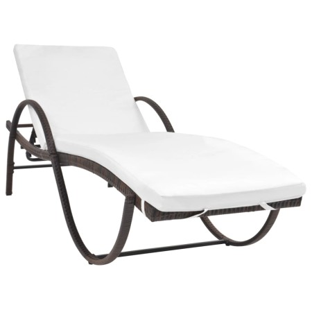 Tumbona de jardín con cojín ratán sintético marrón de , Tumbonas - Ref: Foro24-42883, Precio: 116,26 €, Descuento: %