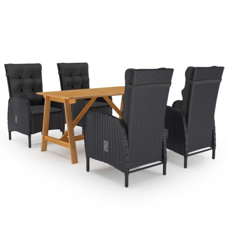 Juego de comedor de jardín de 5 piezas negro de vidaXL, Conjuntos de jardín - Ref: Foro24-3068742, Precio: 609,42 €, Descuent...