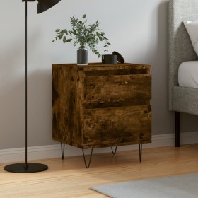 Mesita de noche madera de ingeniería roble ahumado 40x35x50 cm de , Mesitas de noche - Ref: Foro24-830678, Precio: 39,58 €, D...