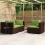 Set muebles de jardín 3 piezas y cojines ratán sintético marrón de , Sofás modulares de exterior - Ref: Foro24-317560, Precio...