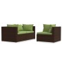 Set muebles de jardín 3 piezas y cojines ratán sintético marrón de , Sofás modulares de exterior - Ref: Foro24-317560, Precio...