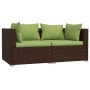 Set muebles de jardín 3 piezas y cojines ratán sintético marrón de , Sofás modulares de exterior - Ref: Foro24-317560, Precio...