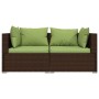 Set muebles de jardín 3 piezas y cojines ratán sintético marrón de , Sofás modulares de exterior - Ref: Foro24-317560, Precio...