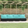 Sofá de 4 plazas con cojines ratán sintético negro de , Conjuntos de jardín - Ref: Foro24-317541, Precio: 435,15 €, Descuento: %