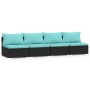 Sofá de 4 plazas con cojines ratán sintético negro de , Conjuntos de jardín - Ref: Foro24-317541, Precio: 435,15 €, Descuento: %