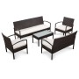 Set muebles de jardín 5 piezas y cojines ratán sintético marrón de , Conjuntos de jardín - Ref: Foro24-44184, Precio: 349,18 ...