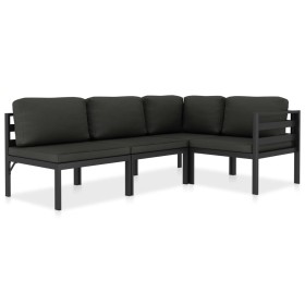 Set muebles de jardín 4 pzas y cojines aluminio gris antracita de , Conjuntos de jardín - Ref: Foro24-49231, Precio: 636,10 €...