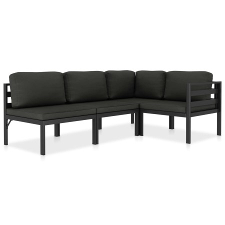 Set muebles de jardín 4 pzas y cojines aluminio gris antracita de , Conjuntos de jardín - Ref: Foro24-49231, Precio: 636,10 €...