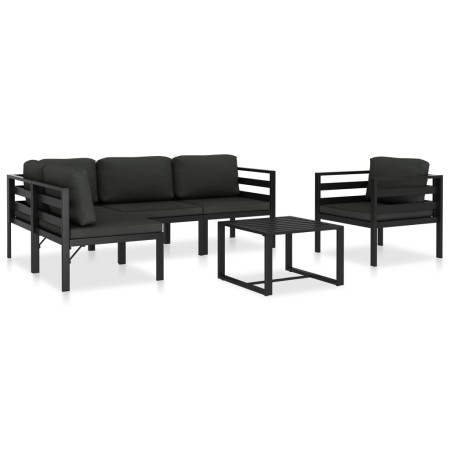 Set muebles de jardín 6 pzas y cojines aluminio gris antracita de , Conjuntos de jardín - Ref: Foro24-49233, Precio: 824,92 €...