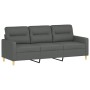 Sofá de 3 plazas con taburete de tela gris oscuro 180 cm de , Sofás - Ref: Foro24-3201074, Precio: 327,52 €, Descuento: %