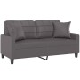 Sofá de 2 plazas con cojines cuero sintético gris 140 cm de , Sofás - Ref: Foro24-3200805, Precio: 196,99 €, Descuento: %