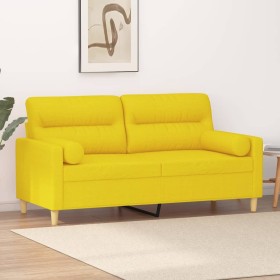 Sofá de 2 plazas con cojines tela amarillo claro 140 cm de , Sofás - Ref: Foro24-3200826, Precio: 181,94 €, Descuento: %