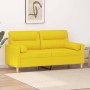 Sofá de 2 plazas con cojines tela amarillo claro 140 cm de , Sofás - Ref: Foro24-3200826, Precio: 181,94 €, Descuento: %