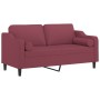 Sofá de 2 plazas con cojines tela rojo tinto 140 cm de , Sofás - Ref: Foro24-3200851, Precio: 234,03 €, Descuento: %