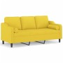 Sofá de 3 plazas con cojines tela amarillo claro 180 cm de , Sofás - Ref: Foro24-3200858, Precio: 244,35 €, Descuento: %