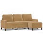 Sofá de 3 plazas con taburete de terciopelo marrón 180 cm de , Sofás - Ref: Foro24-3201062, Precio: 352,86 €, Descuento: %