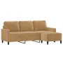 Sofá de 3 plazas con taburete de terciopelo marrón 180 cm de , Sofás - Ref: Foro24-3201062, Precio: 352,86 €, Descuento: %
